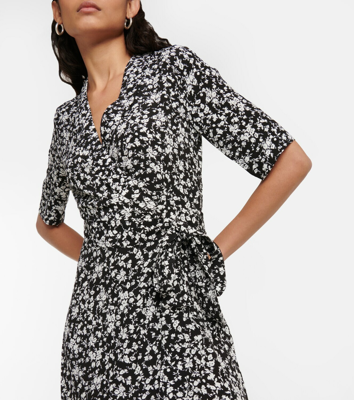 Ganni - Floral crêpe wrap minidress GANNI