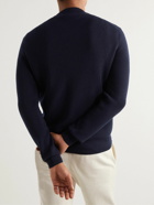 Loro Piana - Logo-Appliquéd Ribbed Virgin Wool Sweater - Blue