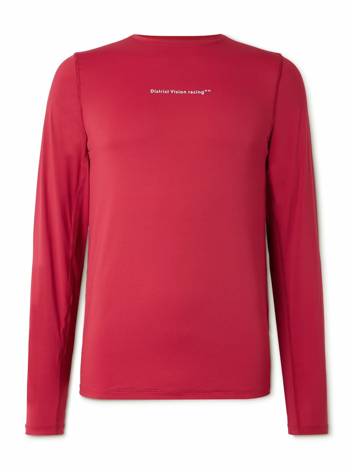 DISTRICT VISION - Perforated Logo-Print Aloe Stretch-Jersey T-Shirt - Red