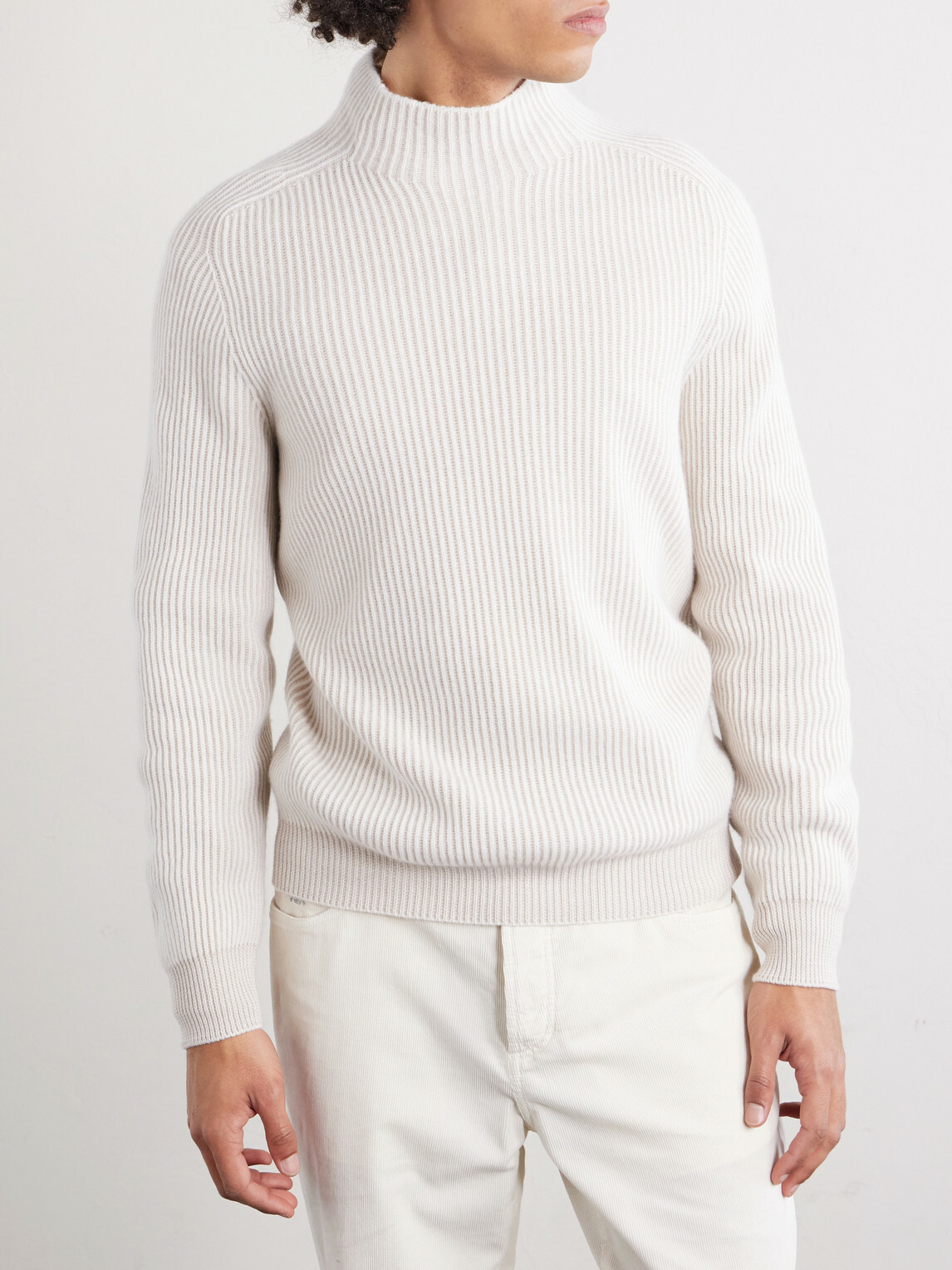 Brunello Cucinelli - Ribbed Cashmere Rollneck Sweater - Neutrals