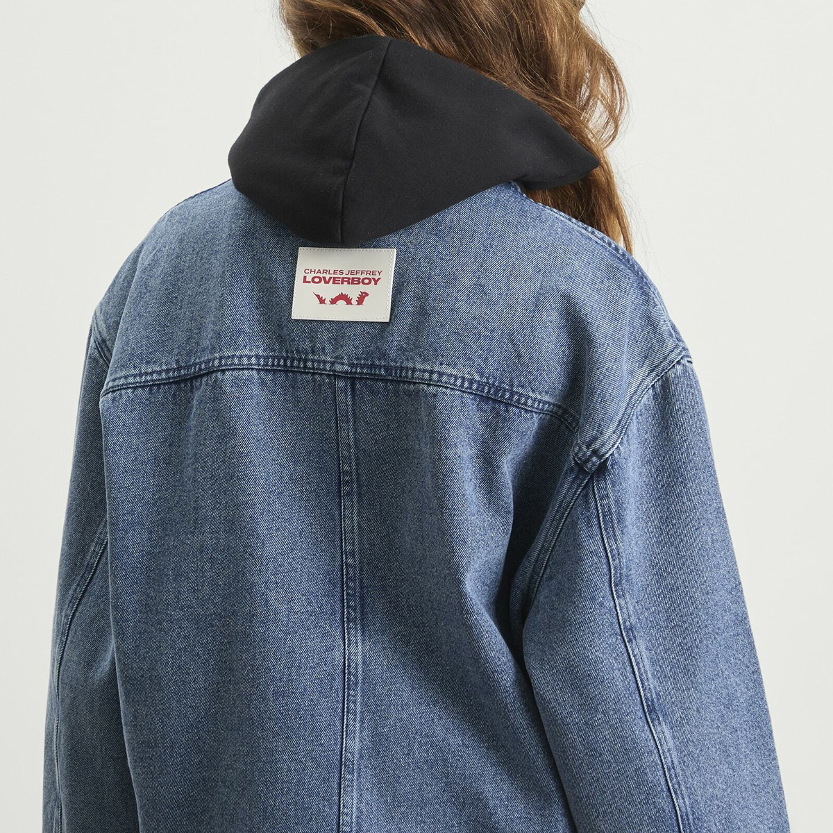 Charles Jeffrey Loverboy Women's Corduroy Collar Denim Jacket in Washed Denim