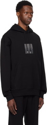 Hugo Black Relaxed-Fit Split Logo Hoodie