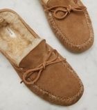 The Row Lucca shearling-trimmed suede boat shoes