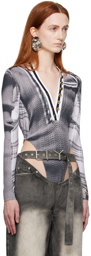 Y/Project Gray Jean Paul Gaultier Edition Trompe L'Oeil Cardigan Bodysuit