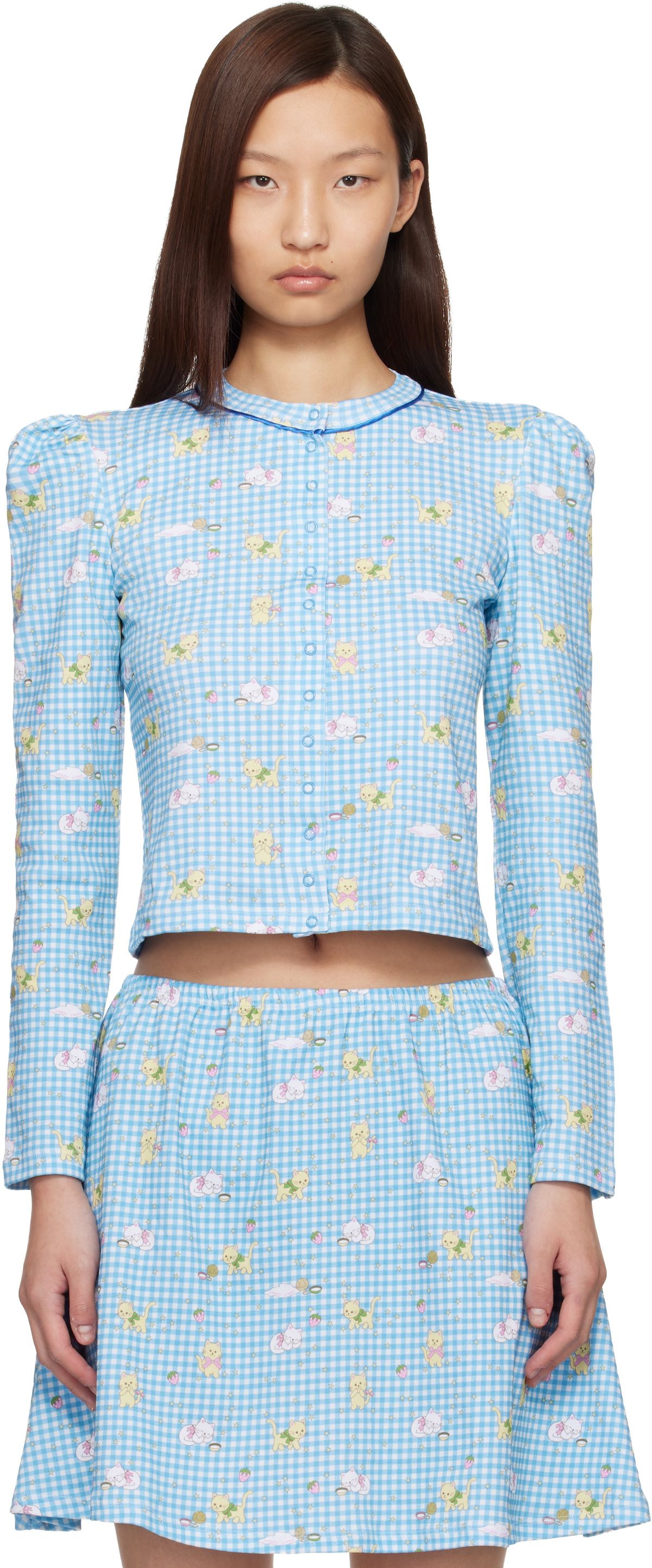 Sandy Liang Gray Mulled Cardigan Sandy Liang