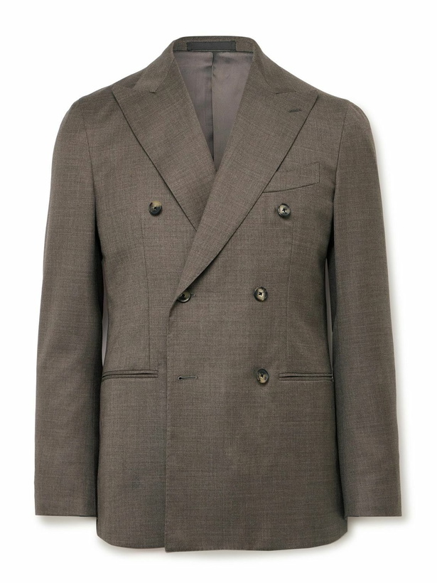 Photo: Caruso - Double-Breasted Wool-Twill Suit Jacket - Brown