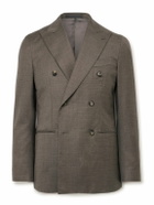 Caruso - Double-Breasted Wool-Twill Suit Jacket - Brown