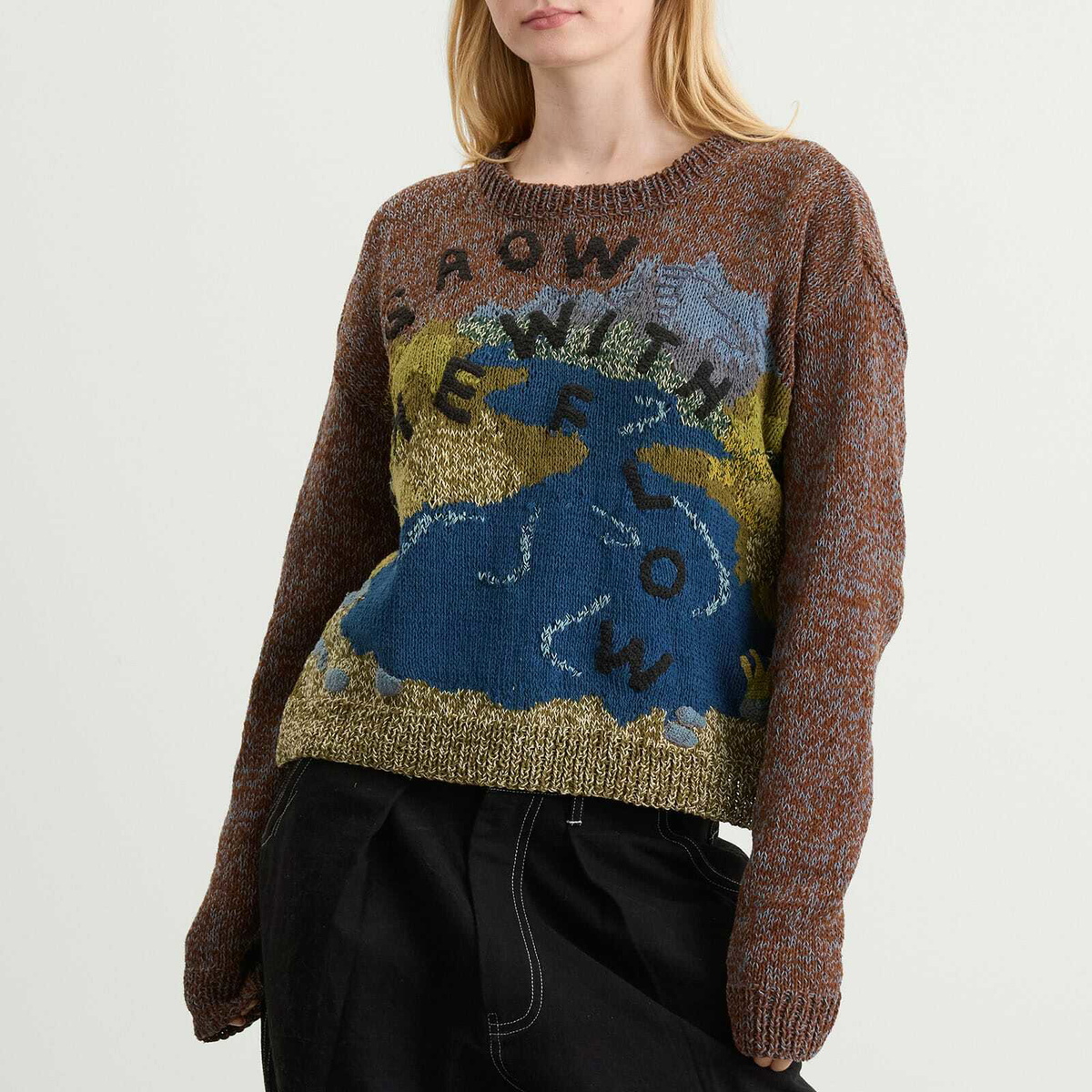 Story mfg. Women's Hand Knit Piper Jumper in Brown