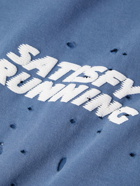 Satisfy - Logo-Print Distressed MothTech Cotton-Jersey T-Shirt - Blue