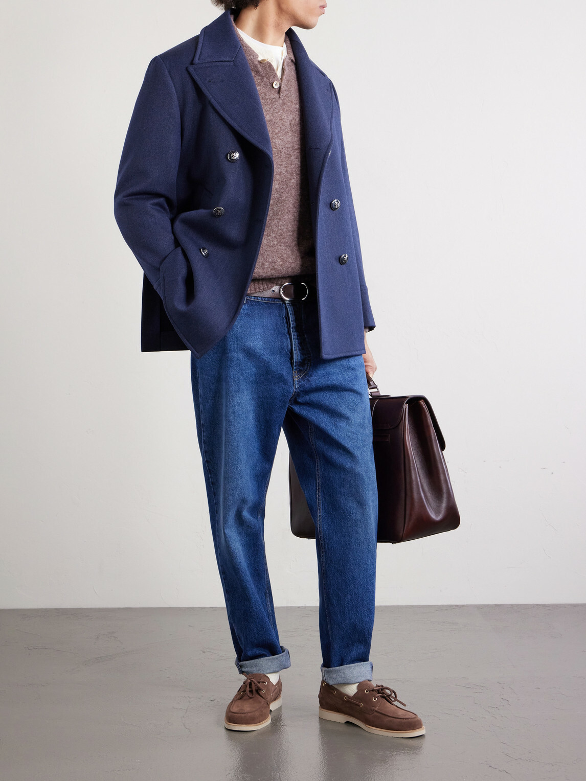Brunello Cucinelli - Double-Breasted Wool and Silk-Blend Coat - Blue