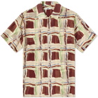 Bode Men's Ripple Plaid Vacation Shirt in Brown Multi