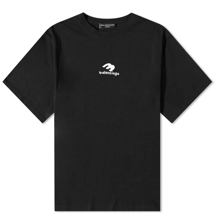 Photo: Balenciaga Men's New Logo T-Shirt in Black/White