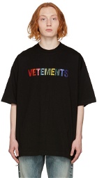 VETEMENTS Black & Multicolor Crystal Logo T-Shirt