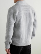 William Lockie - Duncan Shawl-Collar Ribbed Merino Wool and Cashmere-Blend Cardigan - Gray