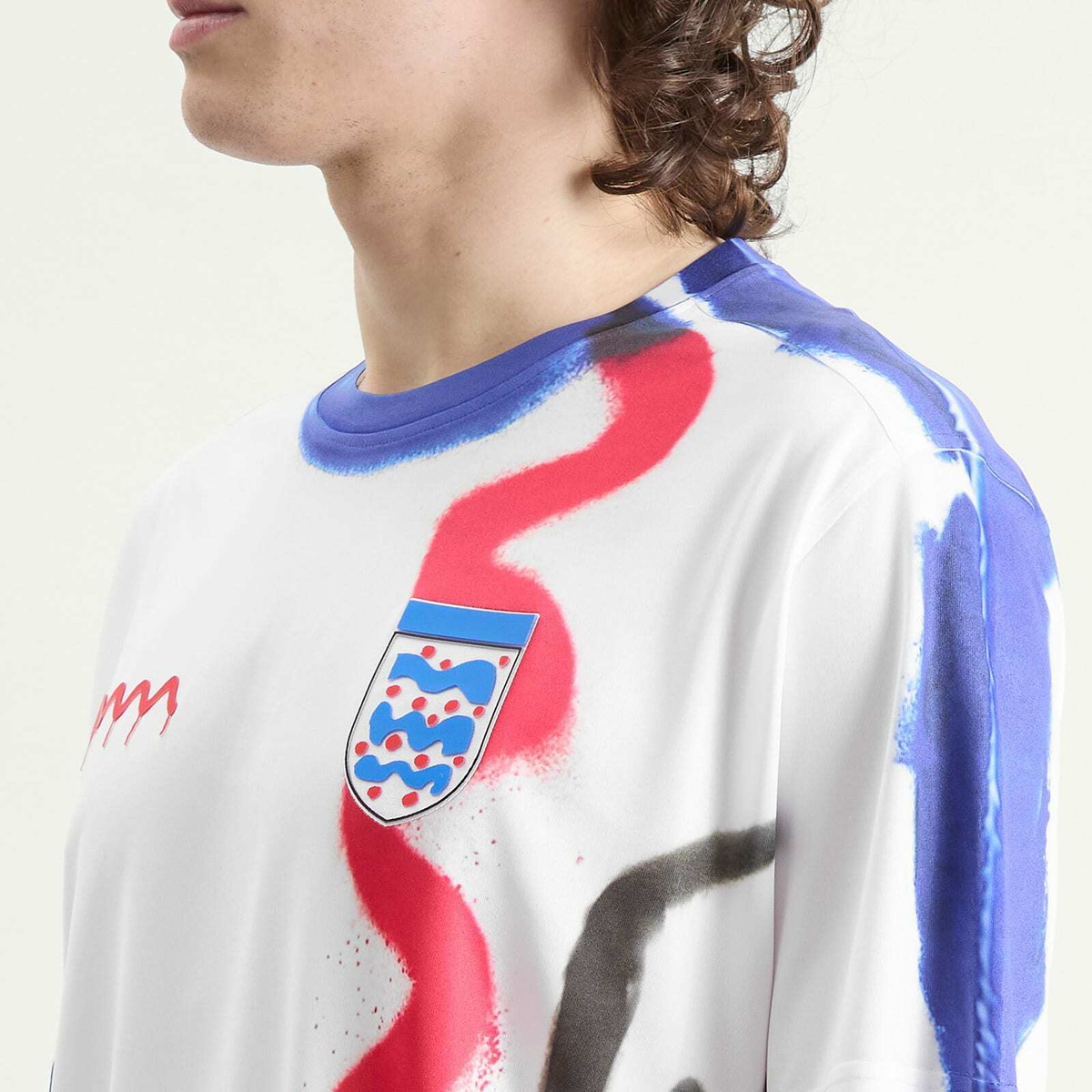 Navinder Nangla Men's Ingerlund Football Jersey in White/Blue/Red