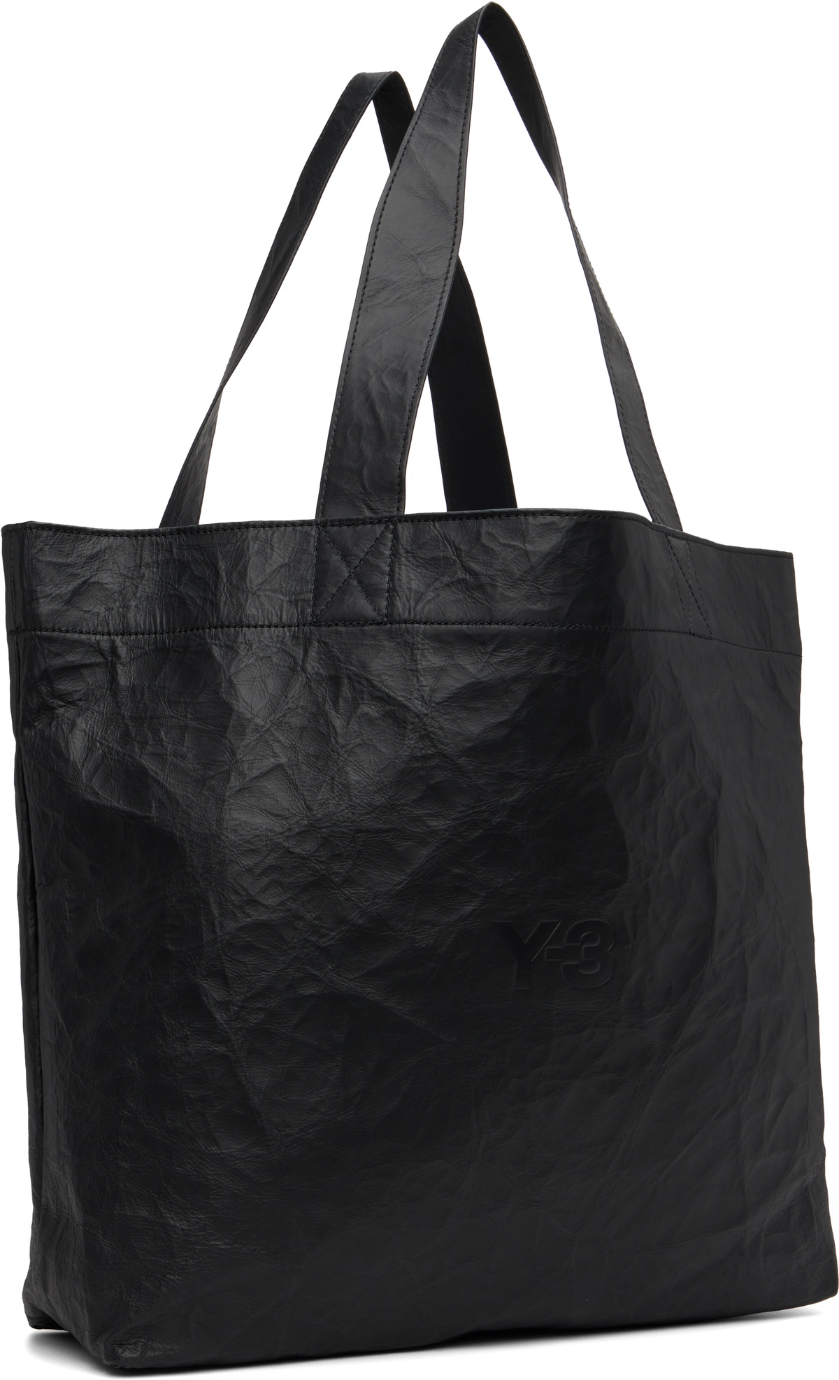Y-3 Black 'Y-3' Leather Tote