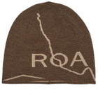 ROA Men's Logo Beanie in Dark Brown 