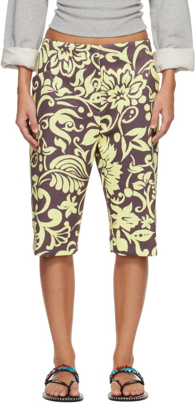 Photo: Dries Van Noten Brown & Yellow Patterned Shorts