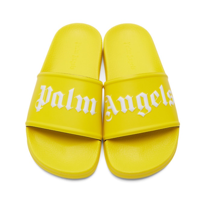 Palm Angels Yellow Logo Slides Palm Angels