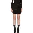 Anthony Vaccarello Black Asymmetric Plisse Miniskirt