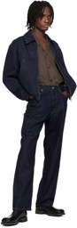 YOKE Navy Front Zip Denim Jacket