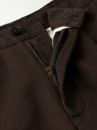 Noah - Straight-Leg Pleated Cotton-Twill Trousers - Brown