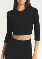 Skims Cropped Knit Cardigan Black