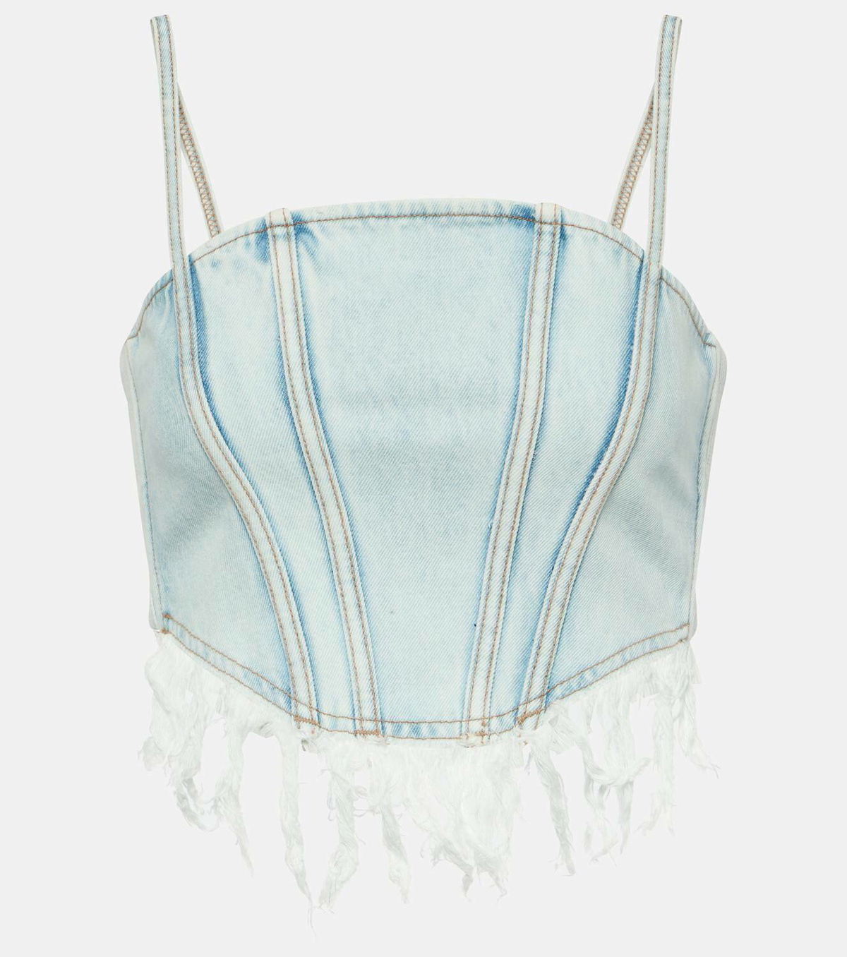 Alessandra Rich Distressed denim bustier