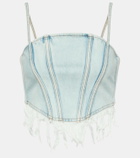 Alessandra Rich Distressed denim bustier