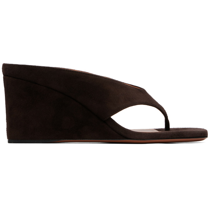 Photo: ALAÏA Brown Cube Thong Heeled Sandals
