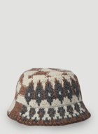 Patchwork Knit Bucket Hat in Brown