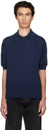 Maison Margiela Navy Distressed Polo