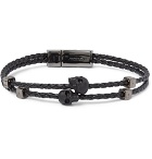 Alexander McQueen - Gunmetal-Tone and Braided Leather Bracelet - Black