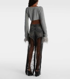 Blumarine Lace-trimmed low-rise wide-leg jeans