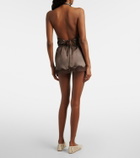 Magda Butrym Lace-trimmed silk satin miniskirt