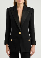 Balmain Satin-trimmed Wool Blazer Black
