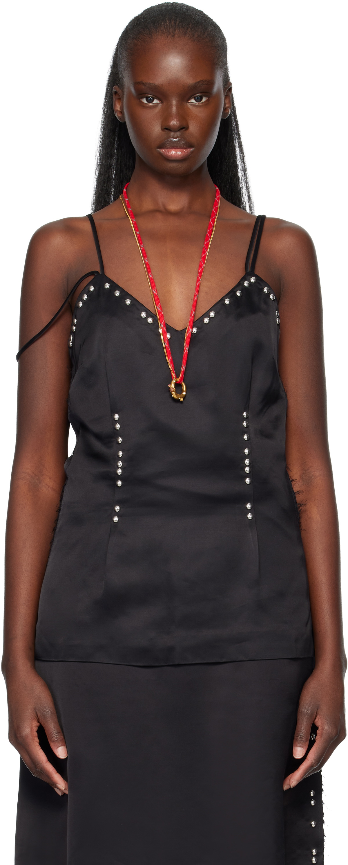 Wales Bonner Black Iris Studded Top