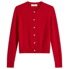 DUNST Women's Essential Crewneck Knit Cardigan in Tomato Red