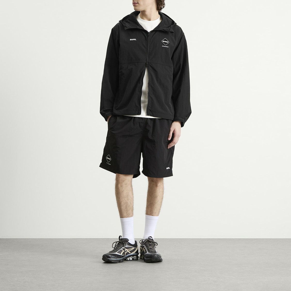 F.C. Real Bristol Men's Nylon Hooded Jacket in Black