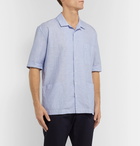 Sunspel - Cortina Camp-Collar Striped Linen and Cotton-Blend Shirt - Blue