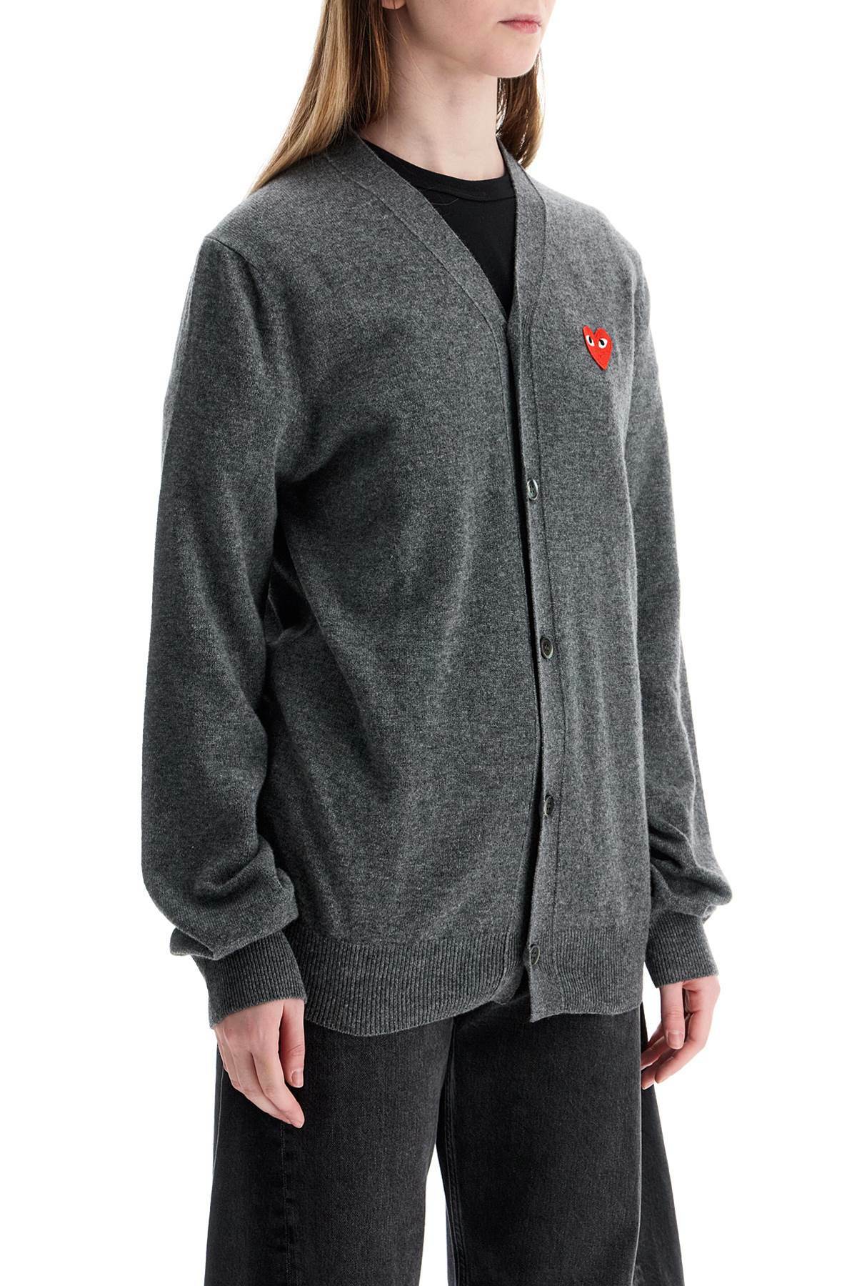 COMME DES GARCONS PLAY cardigan unisex in lana grigio con logo cuore Grey