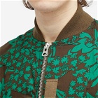 Sacai Men's Floral Embroidered Patch Bomber Jacket in Green/Navy