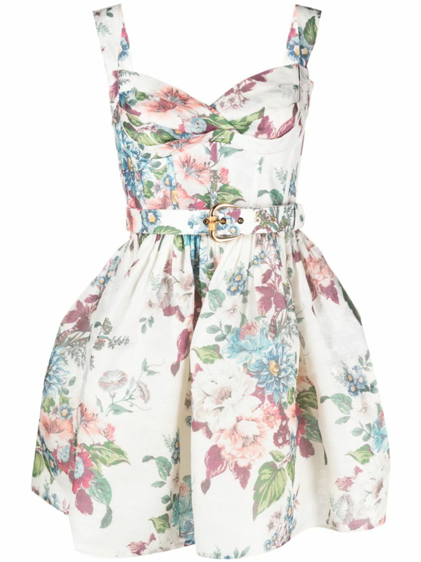 Photo: ZIMMERMANN - Floral Print Linen And Silk Blend Mini Dress