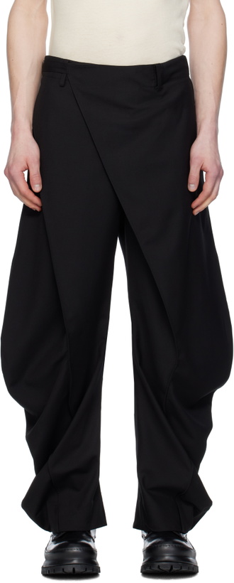 Photo: JiyongKim Black Curved Wrap Trousers