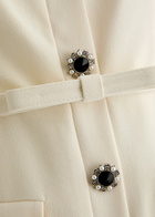 Self-portrait Belted Button-embellished Midi Dress Cream