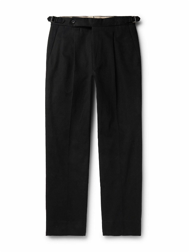 Photo: Stòffa - Tapered Pleated Cotton-Canvas Trousers - Black
