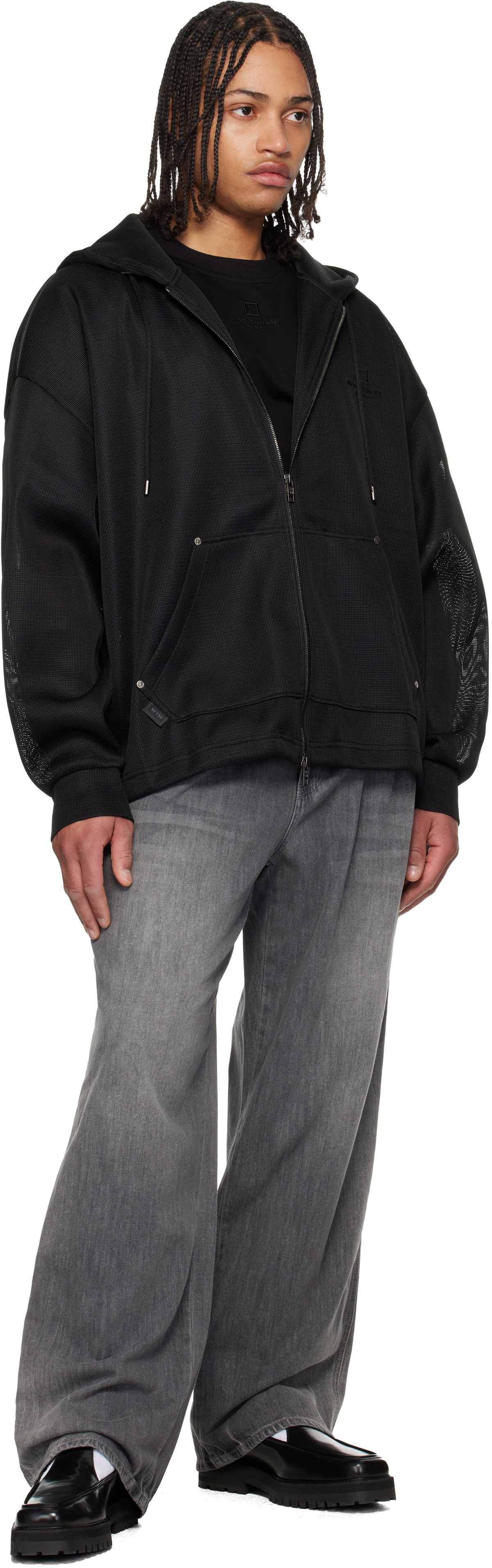 WOOYOUNGMI Black Mesh Hoodie