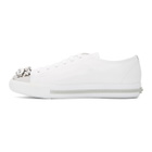 Miu Miu White Crystal Cap Toe Sneakers
