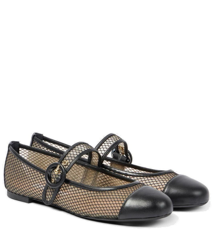 Photo: Aquazzura Solstice mesh and leather Mary Jane flats