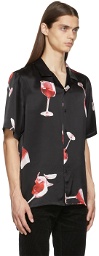 Nahmias Black Silk Fine Wine Short Sleeve Shirt